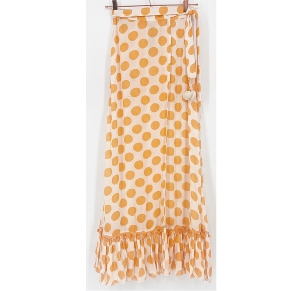 NWT Lovers + Friends Polka Dot Wrap Skirt in Golden Yellow XXS - Picture 2 of 12